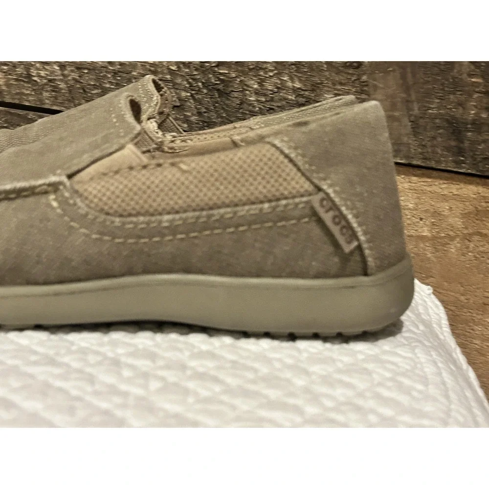 Toddler Crocs Canvas Slip On Shoes |‎ Santa Cruz Size C 2 Brown Canvas